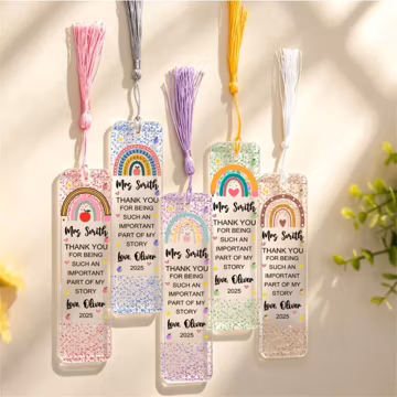 Personalized Acrylic Teacher Bookmark: Rainbow Design, Teacher Appreciation Gift, Thank You Gifts for Teacher, Back to Shcool Gift
