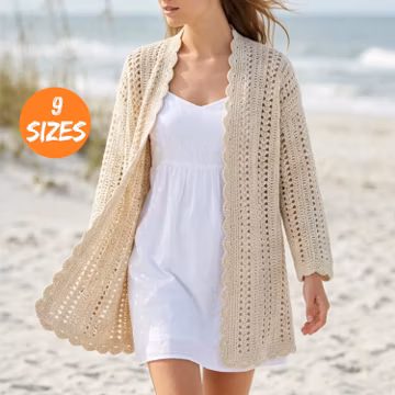 Crochet Cardigan Pattern PDF | Boho Open Front Kimono Sweater | Crochet Cardigan XS-2XL | Women's Crochet Top | Easy Crochet Tutorial