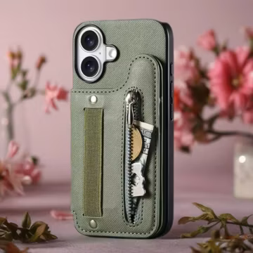 Multi Pocket Leather iPhone Case with Zipper | Card Holder Phone Cover with Button Closure