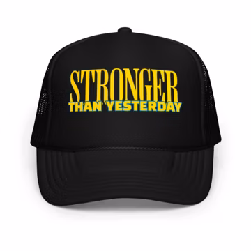 Stronger Than Yesterday Otto Foam trucker hat - Empowerment Bodybuilder Cap - Athlete Snapback hat