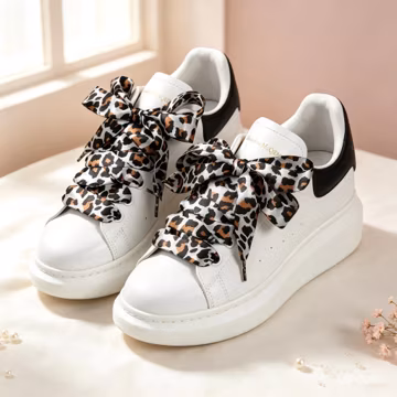 Leopard Shoelaces, Satin Silk Shoe Laces, Stylish Replacement Sneaker Laces for Casual Shoes and Sneakers, Fashion Footwear Accessories