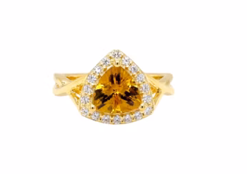 Natural Citrine Ring, Trillion Cut Ring, 925 Sterling Silver Ring, November Birthstone Ring, Women Wedding Ring,