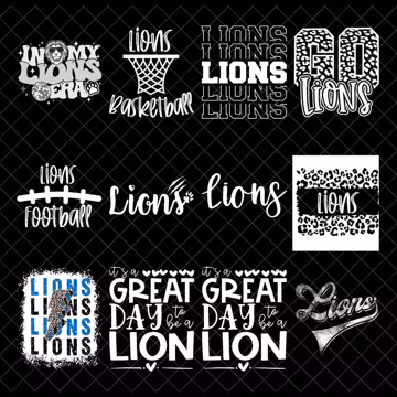 Lions Mascot PNG Bundle, Lions Football Basketball, Go Lions, School Spirit Mascot, Sports Team Shirt Designs Digital Download
