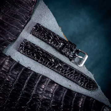 Handmade Black Alligator Leg Watch Strap, Leather Watch Band