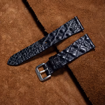 Handmade Black Alligator Hornback Watch Strap, Leather Watch Band