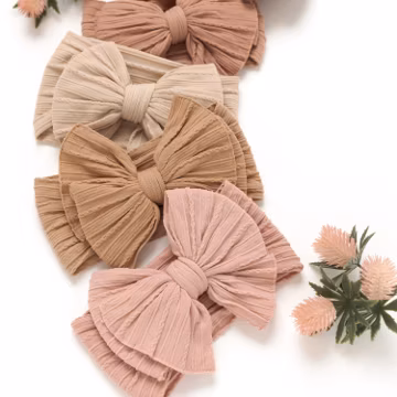 Cable Knit Baby Bow Headband, Oversized Nylon Newborn Headwrap