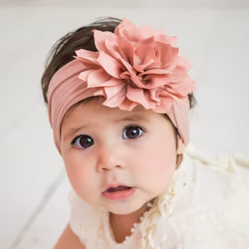 Dahlia Flower Baby Headband, Soft Nylon Newborn Headwrap