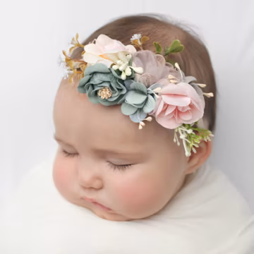 Floral Newborn Headband or Hair Clip, Baby Flower Crown
