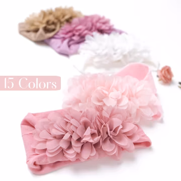 Baby Girl Flower Headband, Soft Chiffon Bow, Stretchy Nylon Headwrap