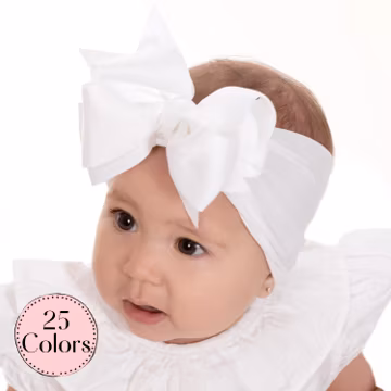 Oversized Grosgrain Baby Bow Headband, Soft Nylon Newborn Headwrap