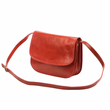 Red Leather Crossbody Bag: Italian Vegetable-Tanned Saddle Purse
