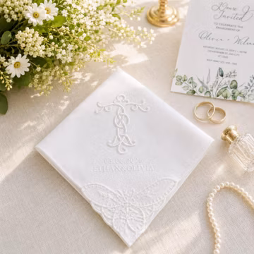 Personalized Embroidered Handkerchief, Custom Initial Lace Hankie, Wedding Gift for Bride, Mother of the Bride, Keepsake for Wedding