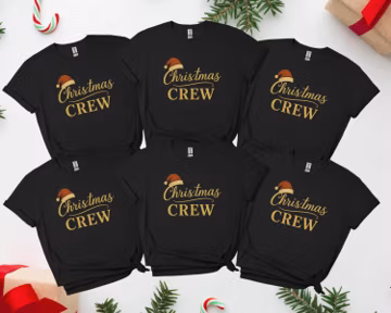 Christmas Crew T-Shirt, Christmas gift, Matching Family Christmas Shirts, Elegant Xmas Tee, Christmas Party Shirt, Family Christmas gift