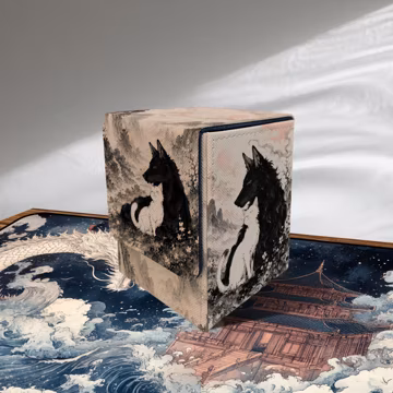 MTG Deck Box - Cat Dog Commander Storage Box, Leather, 100+Sleeved Cards, Gamer Gift