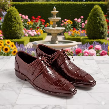 Handmade Crocodile Leather Derby Shoes Luxury Men’s Dress Shoes Zeestore313