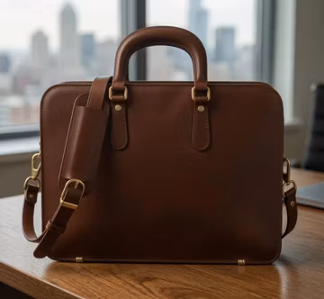 Brown Vintage Full Grain Leather Briefcase Men’s Business Messenger Bag Laptop Case 14-16"