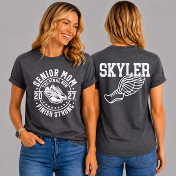 Senior Track Mom 2027 Shirt, Custom Senior Night Gift, Personalized Family Graduation Tee