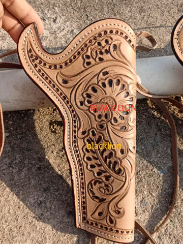 Hand Tooled Leather Revolver Holster: Cowboy Action, .22 to .45 Caliber