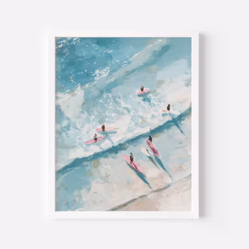 Minimalist Surfboard Beach Painting: Coastal Surf Art (Digital Download)
