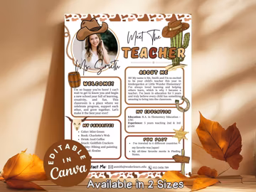 Western Meet the Teacher Cowboy Theme Teacher Introduction Western Classroom Newsletter Wild West Classroom Decor Back to School Cowgirl DIY