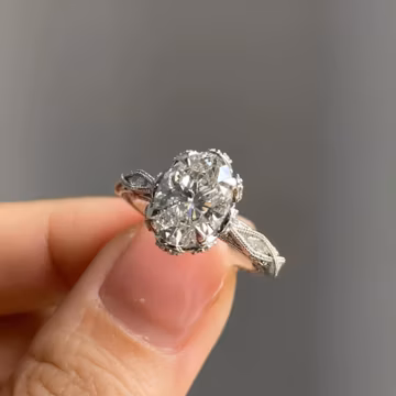 Art Deco Oval Cut Moissanite Diamond Engagement Ring For Her, 14K Wedding Ring Solid Gold Promise Ring Anniversary Unique Gift For Women