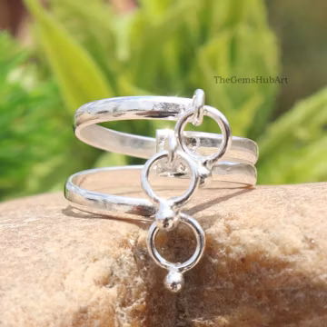 Handmade 925 Sterling Silver Circle Ring, Minimalist Geometric Open Ring, Dainty Stackable Ring, Modern Adjustable Jewelry Gift for Women