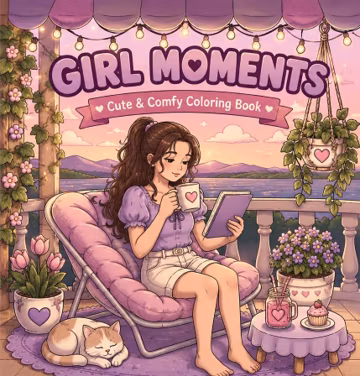 Girl Moments Coloring Book | Cozy Self-Care, Relaxing Scenes (Digital Download)