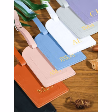 Personalised Leather Luggage Tag, Custom Name Travel Tag, Gift for Traveller, PU Leather Bag Tag, Monogram Tag, Custom Travel Accessory