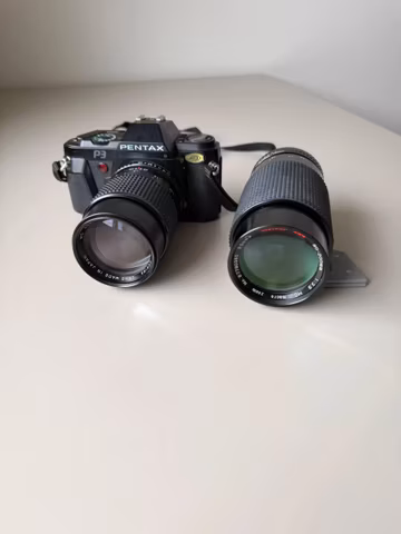 Pentax P3 35mm Film Camera Kit Cosina 135mm F28 Lens Albinar ADG 80 200mm Zoom Vintage SLR Analog Photography Bundle