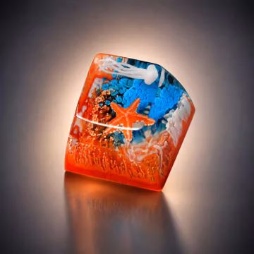 Ocean Resin Artisan Keycap, Handcrafted Starfish Jellyfish Coral Reef Keycaps, Custom Mechanical Keyboard Keycap, Aesthetic Gamer Gift