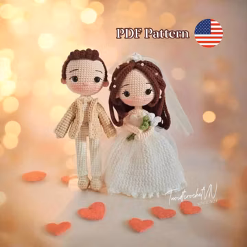 Crochet Wedding Couple Pattern: Bride & Groom Amigurumi (PDF in English), Bundle 2 in 1