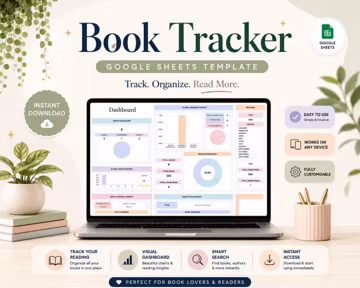 Book Tracker Spreadsheet, Reading Tracker Digital, Library List Book Lover, Challenge Book Lover, Excel Planner Review, Google Sheets