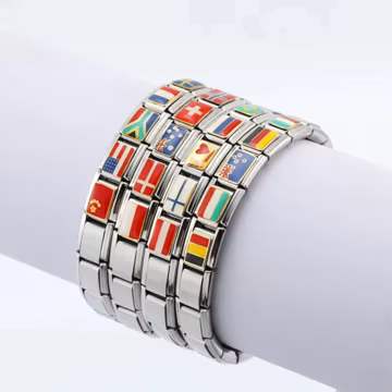 Custom Country Flag Italian Charm Bracelet – Personalized Travel Jewelry