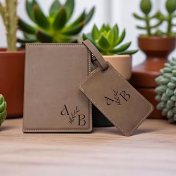 Personalized Leather Passport Holder & Luggage Tag, Custom Travel Gift, Monogram Passport Cover, Wedding Honeymoon Gift, Christmas Gift