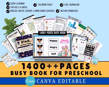 Kids Learning Activities Bundle,editable busy book bundle preschooler,1400+ Worksheets Activities,educational resources,quiet book bundle