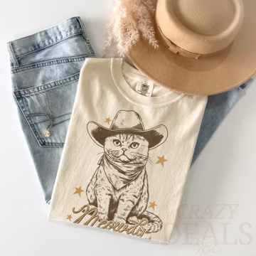 Comfort Colors® Western Cat Shirt: Funny Cowboy Kitty Tshirt, Cowboy Cat Shirt