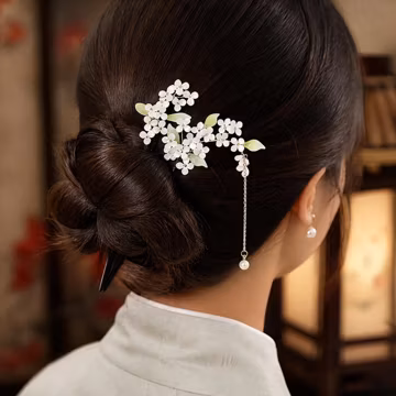 Lily of the Valley Hair Stick, Bridal Floral Hair Pin, Vintage Pearl Hair Fork, Elegant Wedding Hair Accessory