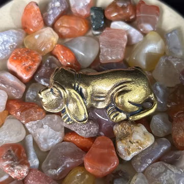 Brass Sleeping Dog Mini Figurine, Small Metal Dog Statue