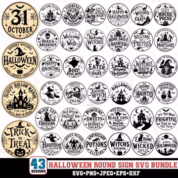 Halloween round sign svg,Halloween svg,Round sign svg,Halloween door hanger,Trick or Treat SVG,Halloween Welcome Sign,Cricut & Silhouette