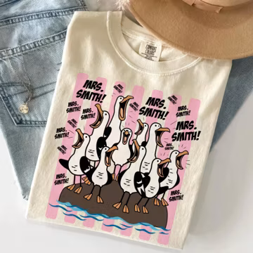 Custom Canva Template, Funny Seagull Teacher Design, Personalized Name Png, Bulk Change Text, Editable Squad Graphic, Educator Shirt Art