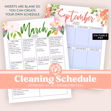 Editable Cleaning Schedule Planner: Floral Design (PDF)