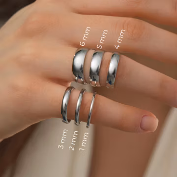 14K White Gold Handmade Wedding Bands – Domed Comfort Fit Ring 1mm 2mm 3mm 4mm 5mm 6mm, Gift for Her, Gift for Him