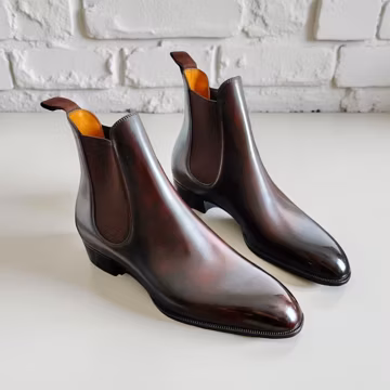 Men’s Brown Chelsea Leather Shoes Handmade Classic Dress Shoes