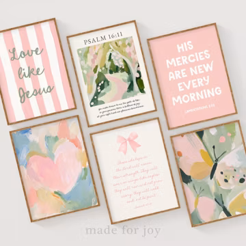 Christian Wall Art Bundle, Pink Bible Verse Printable Posters, Prints, Cute Preppy, Trendy Apartment, Pastel, Faith, Dorm, Modern