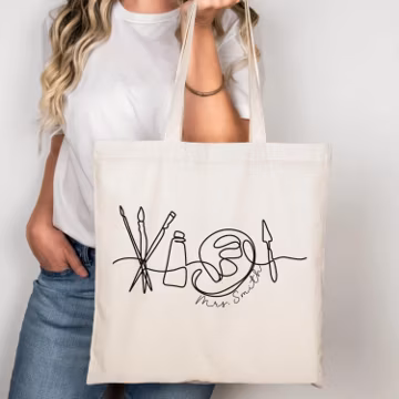 Personalized name Tote Bag,Birthday Gift For Artist, Canvas Tote Bags, Shopping Canvas Bag, artist tote bag, artist gift,painter tote bag