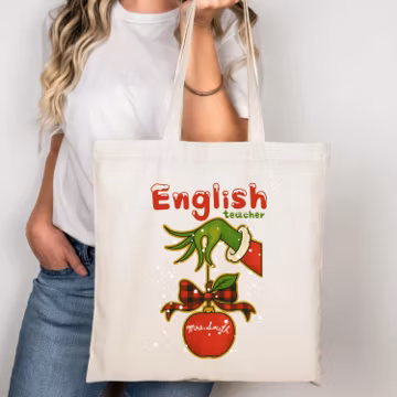 Personalized English teacher name Tote Bag,Christmas gift for English teacher,English teacher team bag, teacher tote bags, Teacher gift