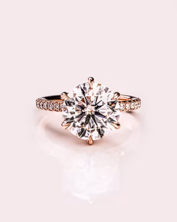 2.8ct Round Shape Lab Grown Diamond Engagement Ring, Gold/Silver Wedding Jewelry