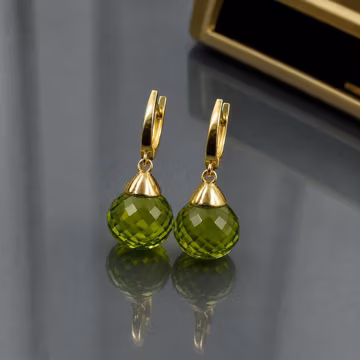 Sterling Silver Peridot Dangle Earrings: Teardrop Briolette, August Birthstone