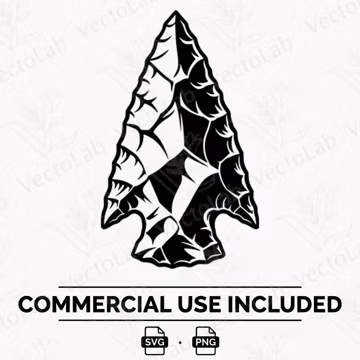 Arrowhead SVG PNG Digital Download Vector Clipart Primitive Stone Hunting Artifact