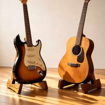 Personalized Wooden Guitar Stand, Custom Engraved Guitar Holder, Foldable Guitar Stand Gift for Musician, Guitar Player Gift for Him
